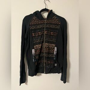 Miss Me Brown and Black Zip-Up Jacket